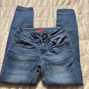 Blue Skinny Jeans with Faded Details Wax Jeans size 5. 28”inseam